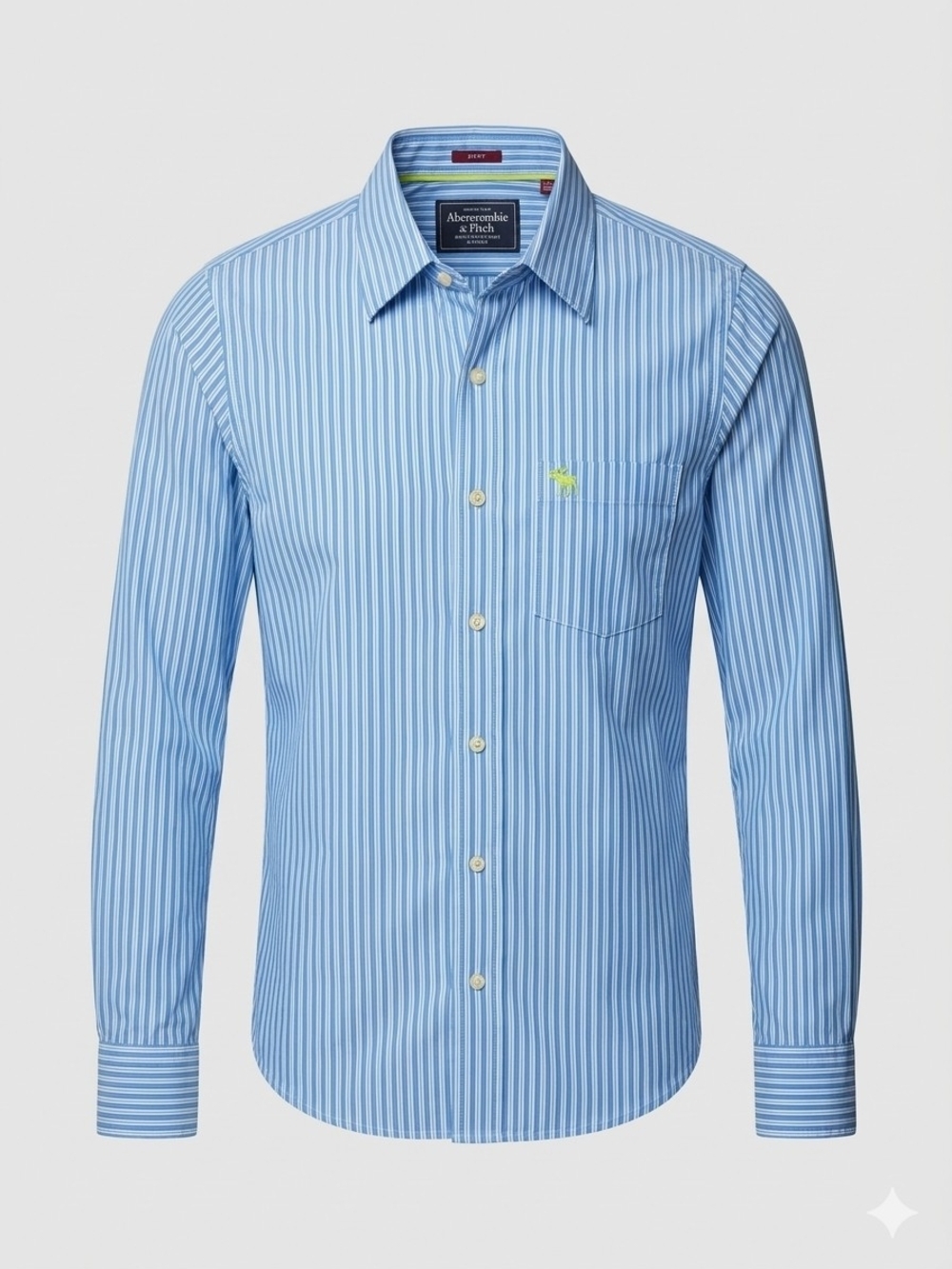 543 Abercrombie & Fitch Men Blue White Striped Muscle Fit Button Up Shirt Size L